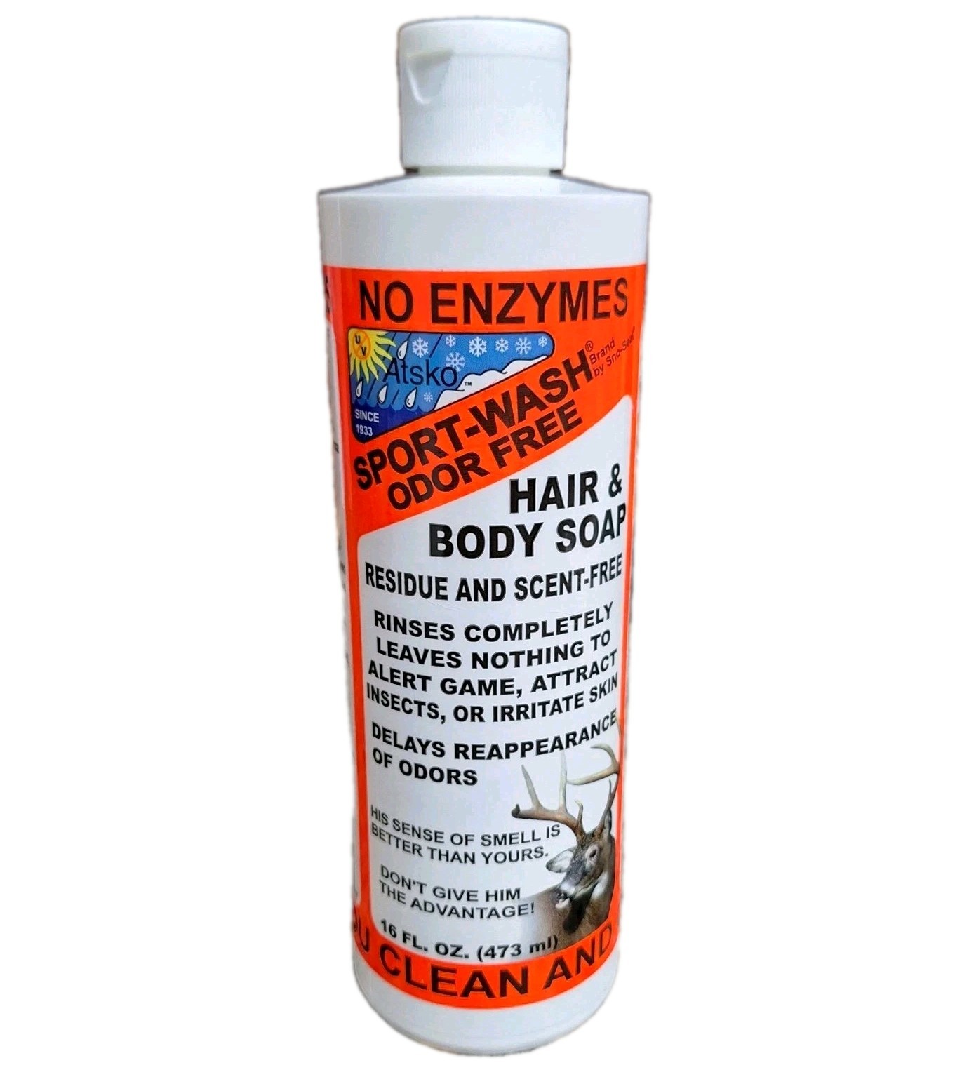 Atsko Sport Wash Odor Free for Hair and Body, 16 oz Residue Free Scent Free