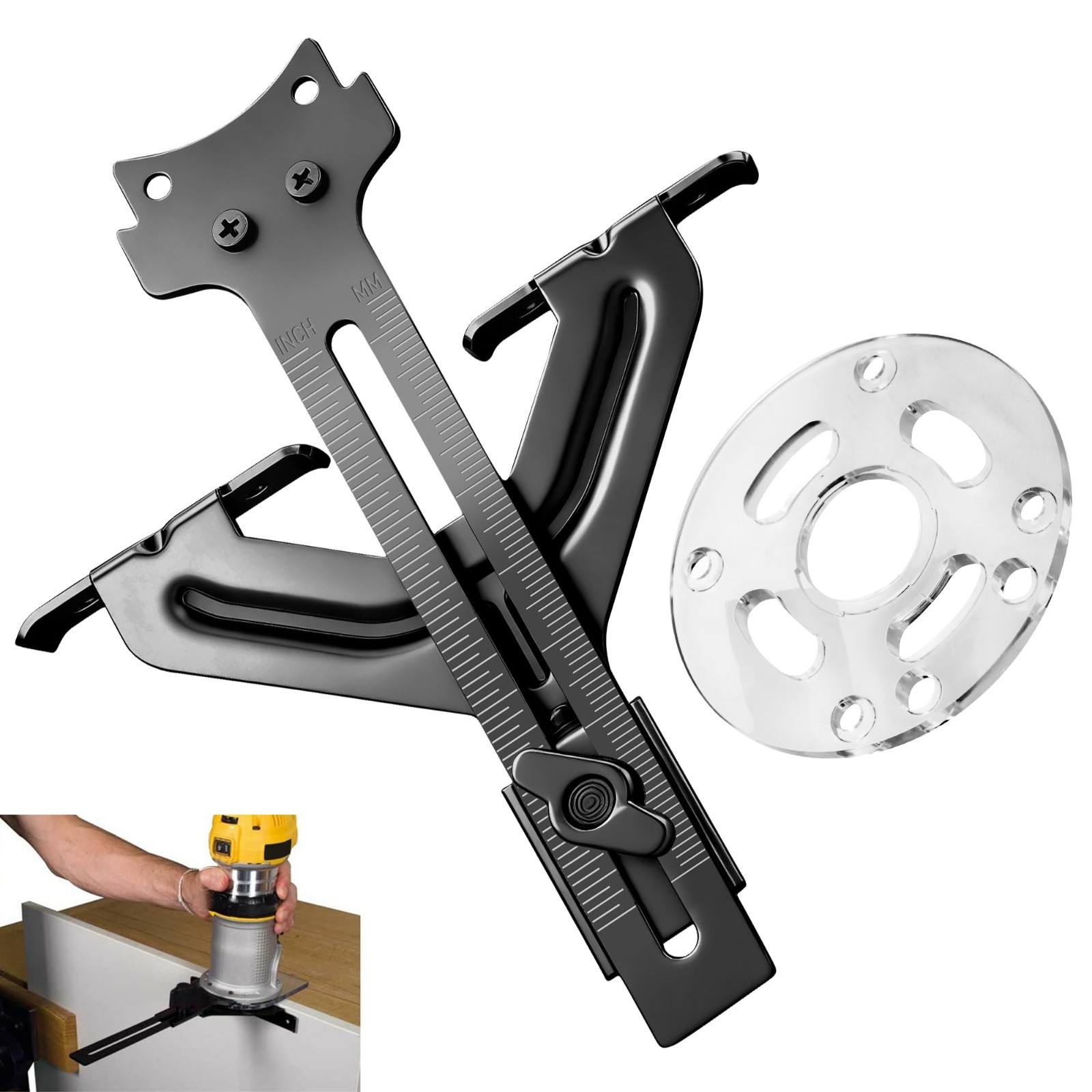 Compact Router Edge Guide for Fixed Base, Fits DeWalt 20V Max & DWP611, DNP613 S