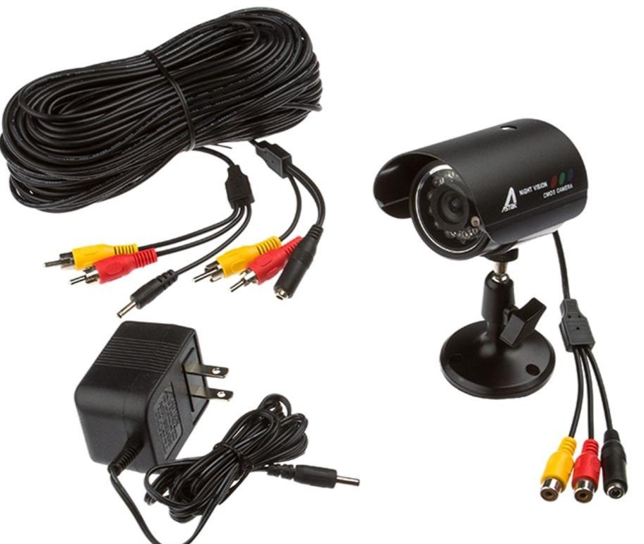 Wired Surveillance Camera + 100FT Cable + Power Supply Complete