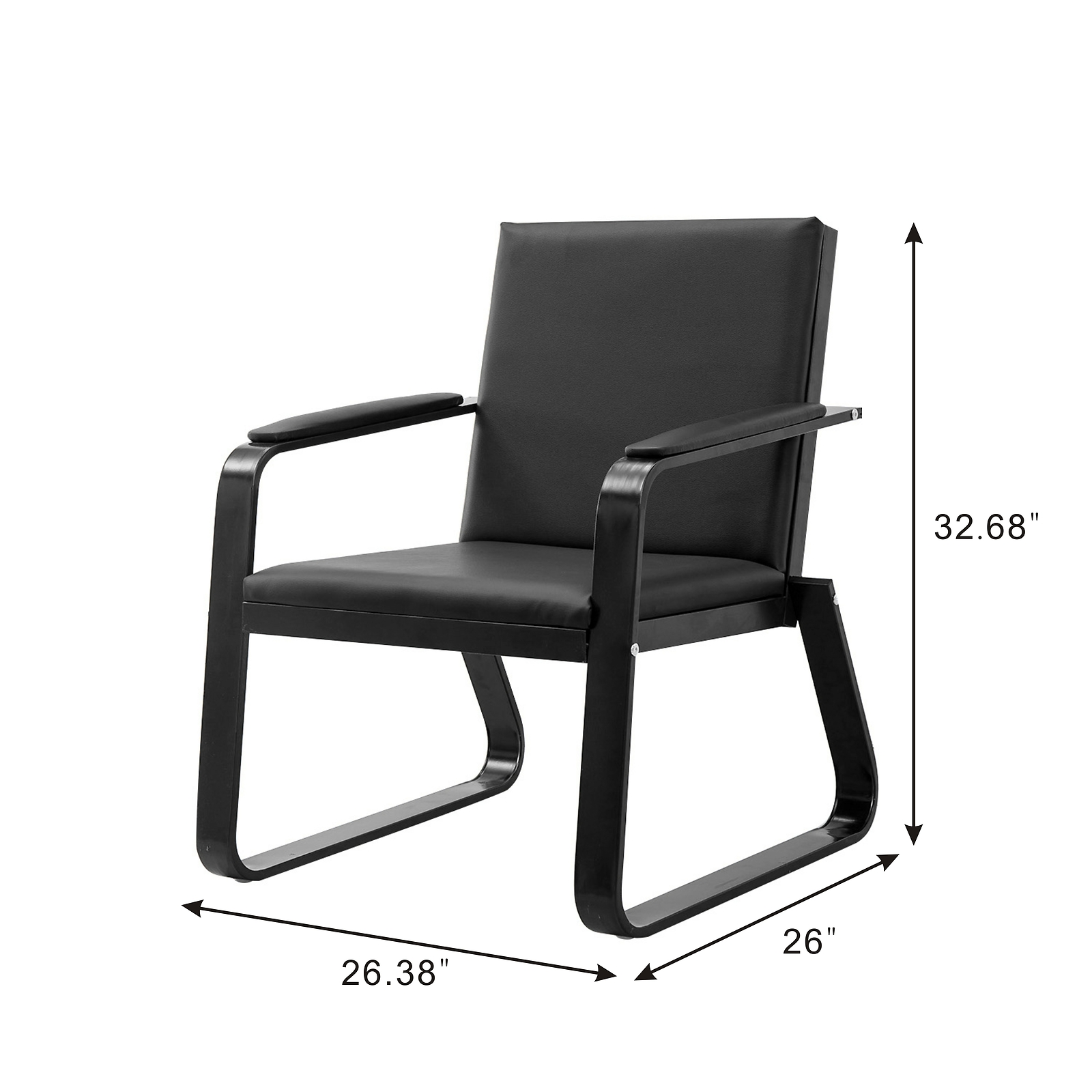 2 PCS Reception Room Chairs Office Guest Waiting Sofas w/ PVC Leather Foam Steel