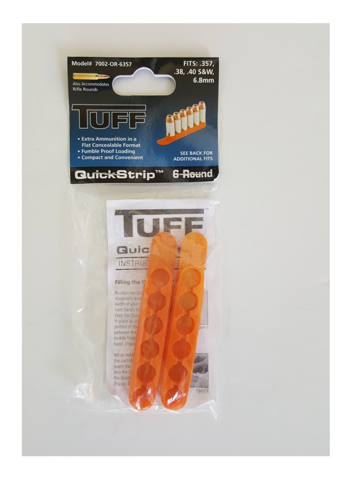 Tuff Products 38 357 40 Speed Quick Strip Revolver Loader - 6 rd 2 Pack - ORANGE