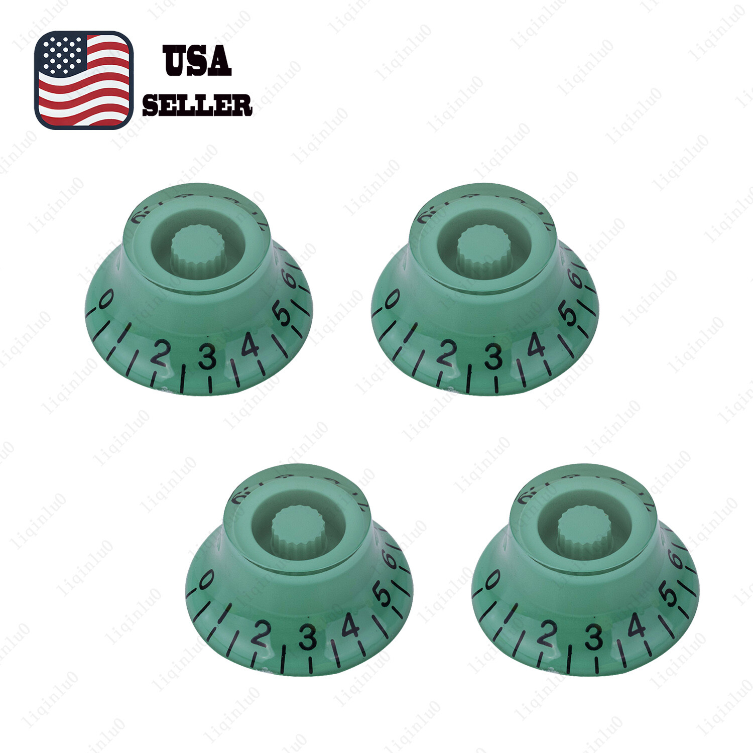 4 Pcs Green Black LP Guitar Knob Top Hat Knobs Bell Knobs for SG Les Paul