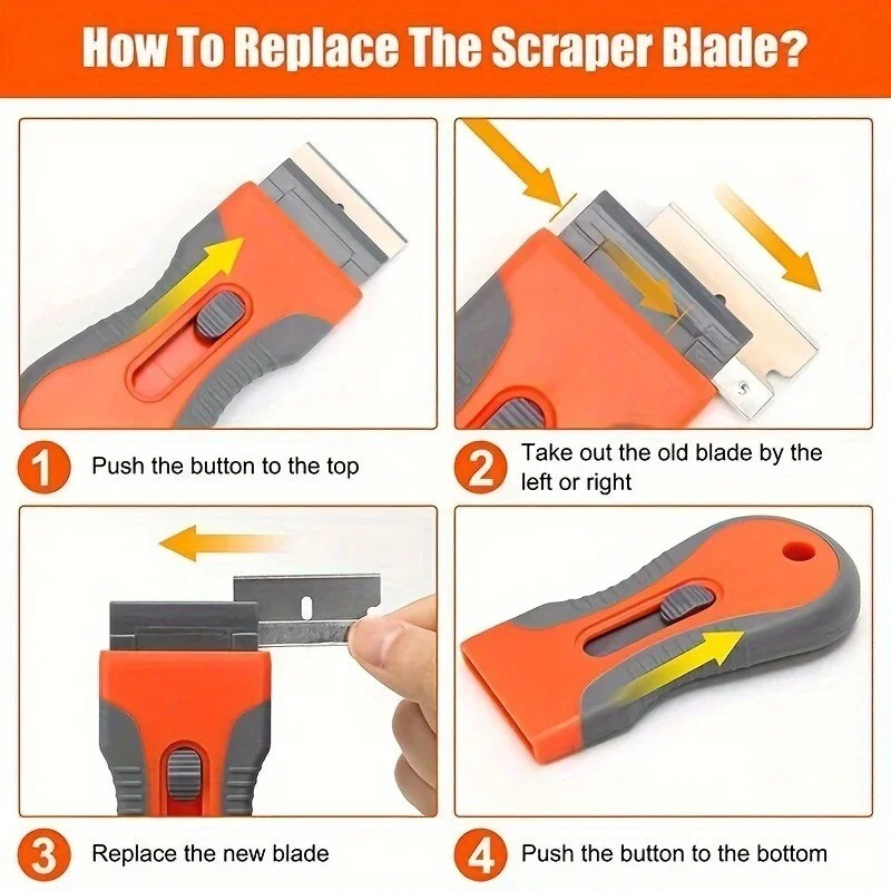 Razor Scraper Tools with 10 Blades Multipurpose Two Tone Cleaning Tools