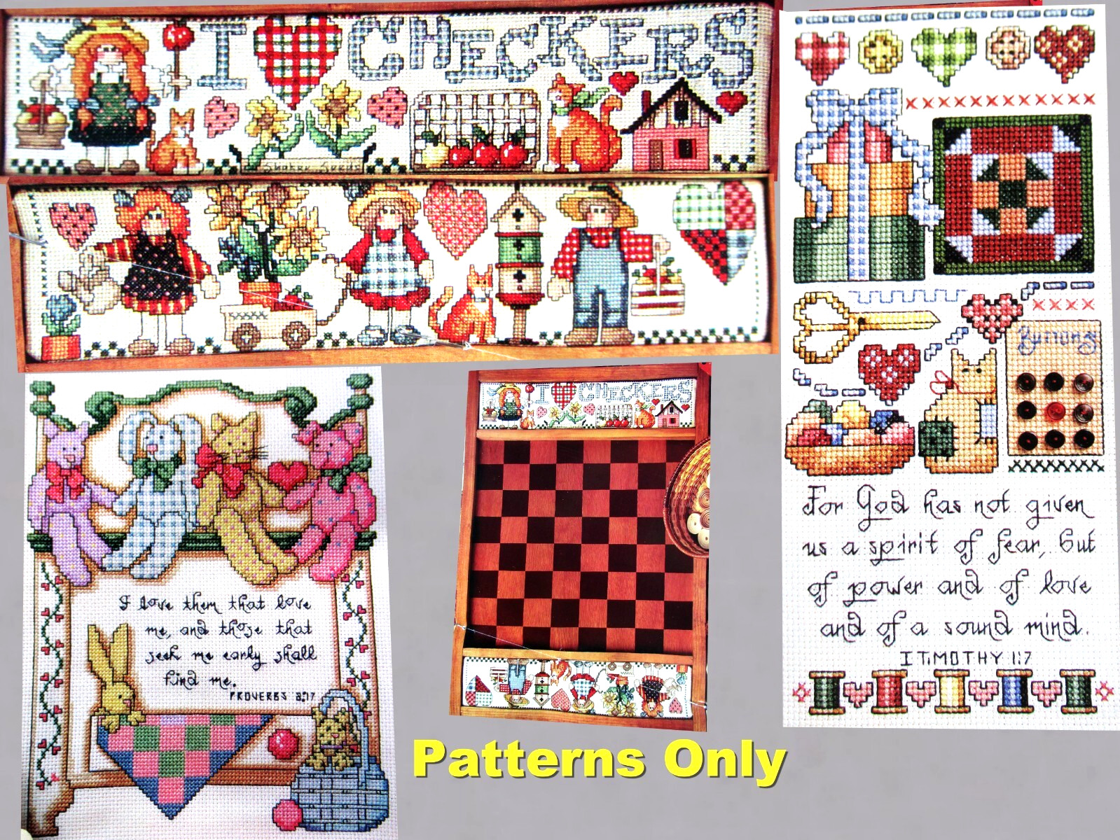 I Love Checkers Stitchers No Fear Sampler Baby Animals CROSS STITCH PATTERNS
