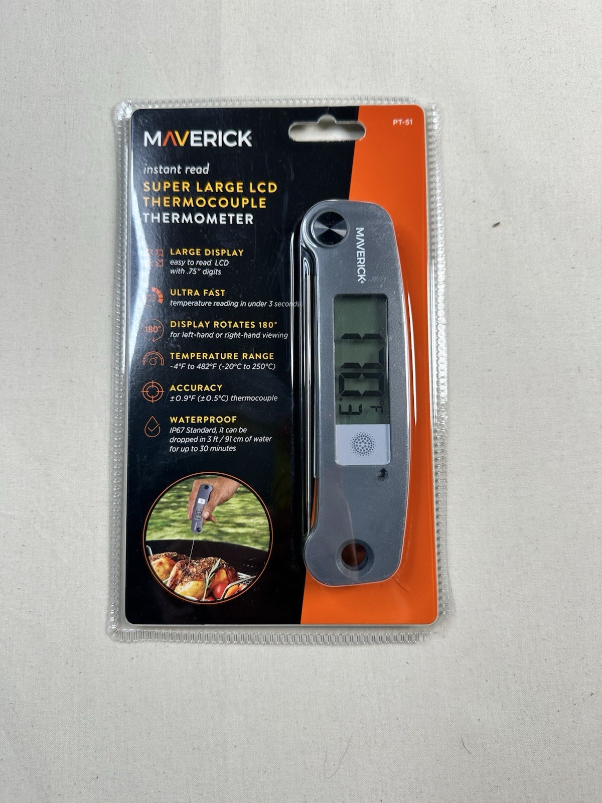 Maverick PT-51 Instant Read Super Large LCD Thermocouple Thermometer