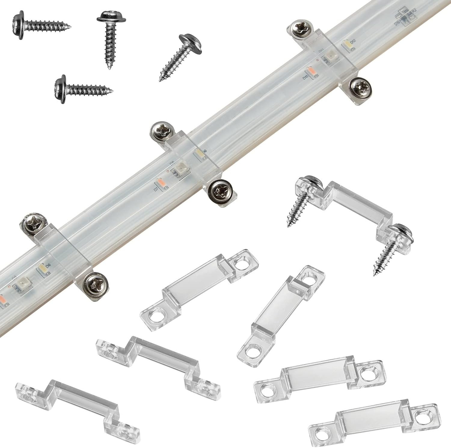 100 Pack LED Strip Light mounting Brackets led Clips for Outdoor RGBIC LED Strip