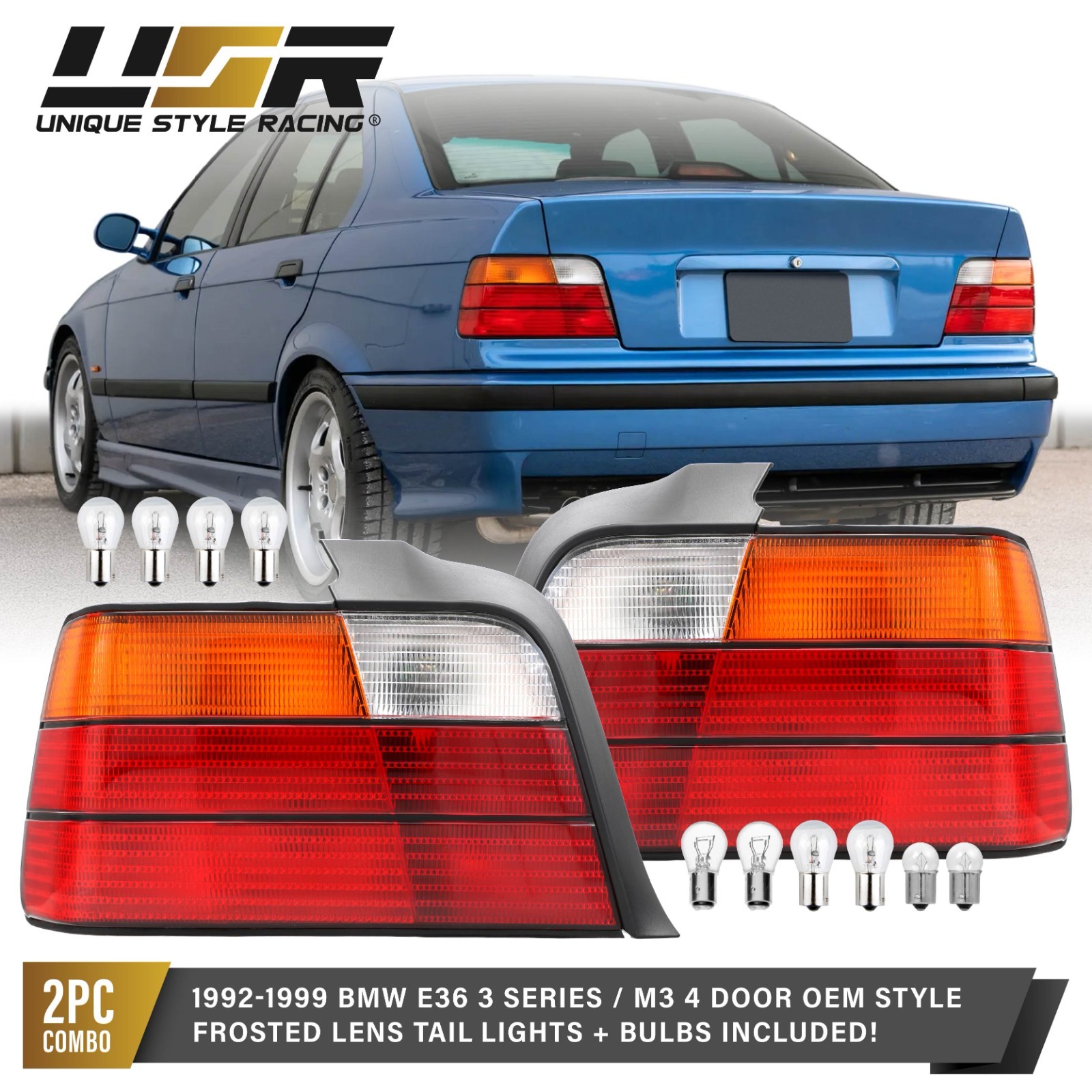 OE Tail Light 63211393431 / 63211393432 set For 92-98 BMW E36 3 Series 4D Sedan