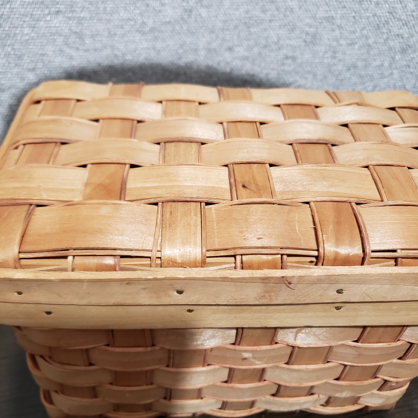 Rectangular Woven Cover Basket with flexible One Handle 6"H x9"W x 5"D
