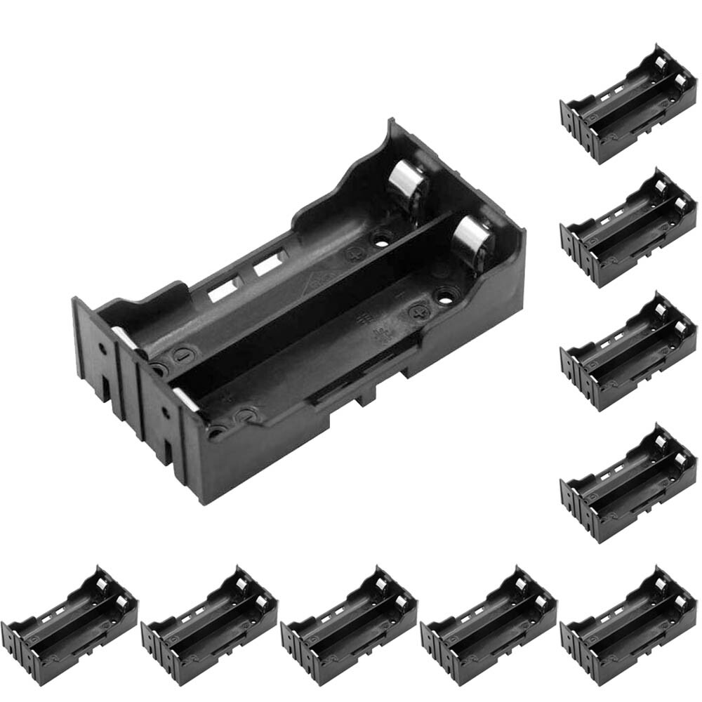 10Pcs 2 Slot Battery Holder DIY Hard Pins Storage Box for 18650 Power Bank Case