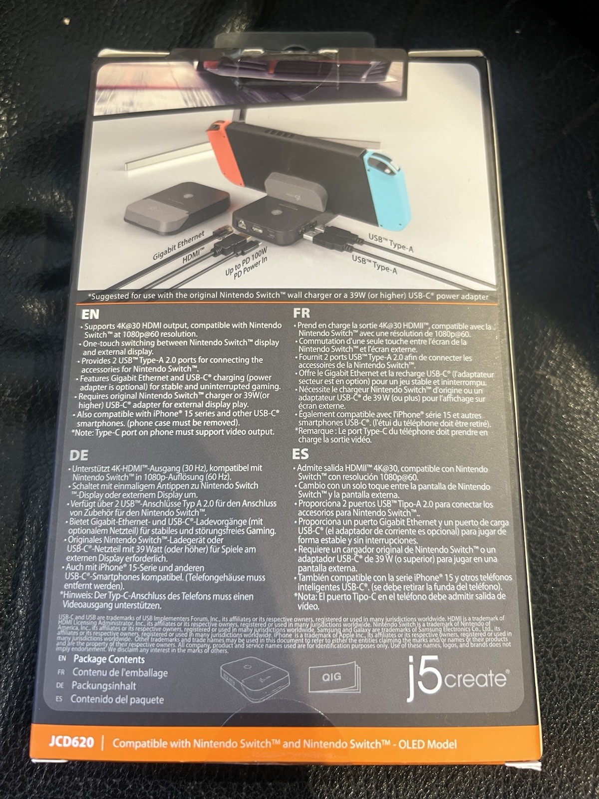 Nintendo Switch Docking Station also OLED J5 Create JCD620 Charger - NEW SEALED