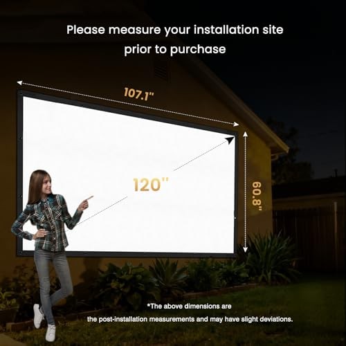120 inch Projector Screen Upgraded- Black Backing, Straight Edges, Foldable,