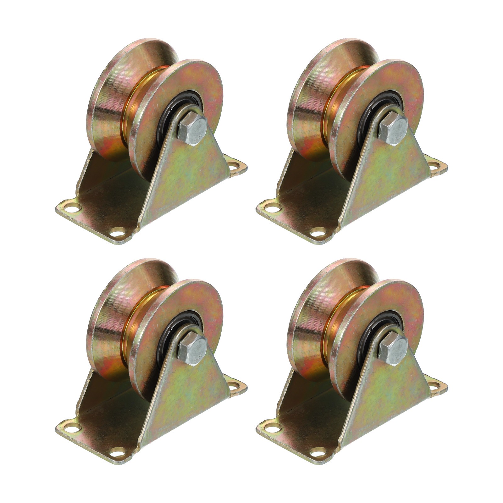 4Pcs Groove Wheel Caster V Type 2.5 Inch 551 Lbs Capacity Cast Iron