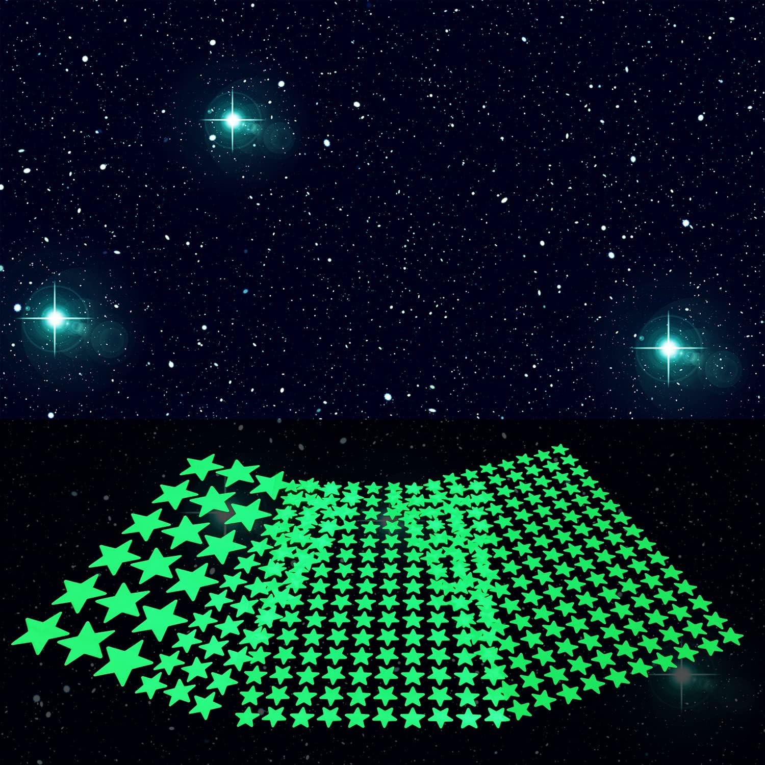 Glow in the Dark Star Stickers, Bright and Lasting, Glow Stickers for Ceiling an