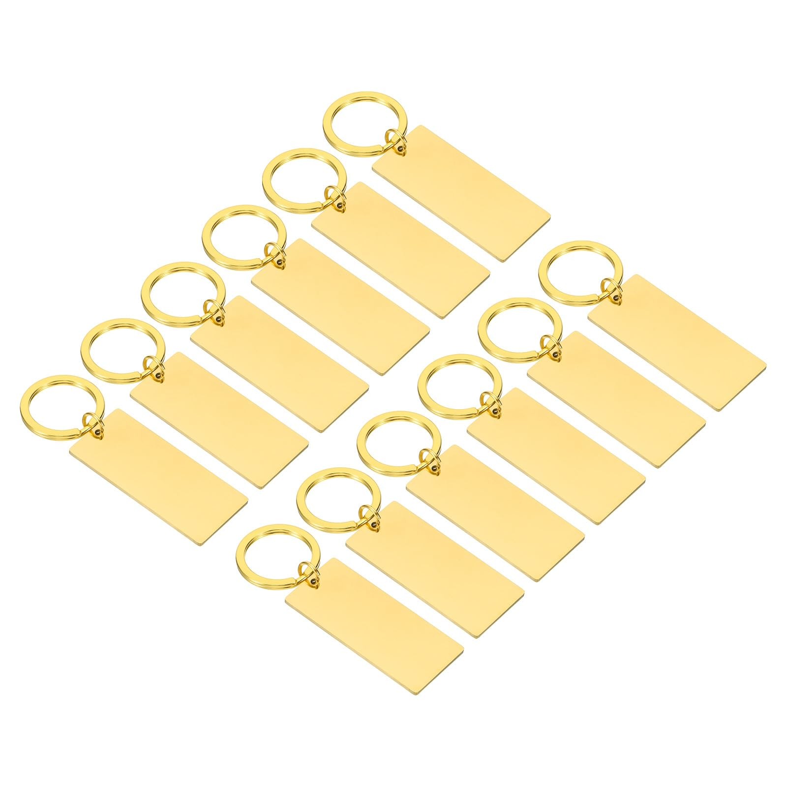 PATIKIL 12Pcs Metal Stamping Blanks, Keychain Blanks Gold Tone