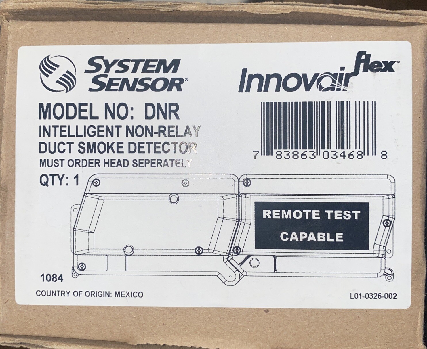 System Sensor Model No: DNR INTELLIGENT NON-RELAY DUCT SMOKE DETECTOR