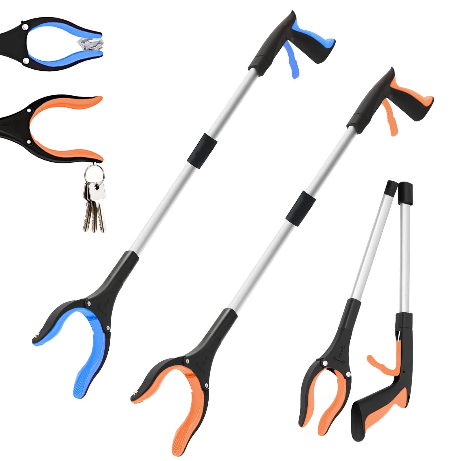 2 Pack 32 Inch Foldable Grabber Reacher Tool Magnetic Tip Trash Picker