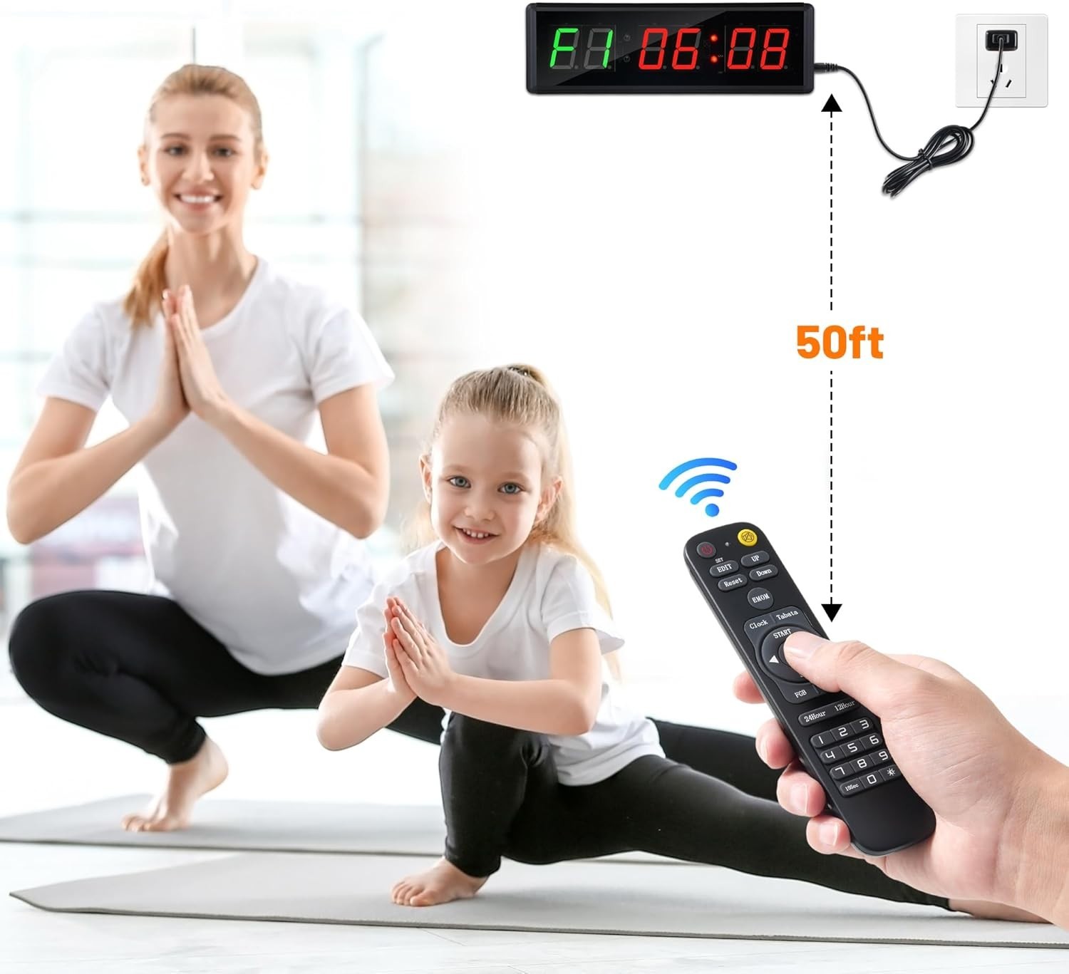 "Gym Clock Timer, Workout Clock with Seconds | 5 Display Modes | Remote "