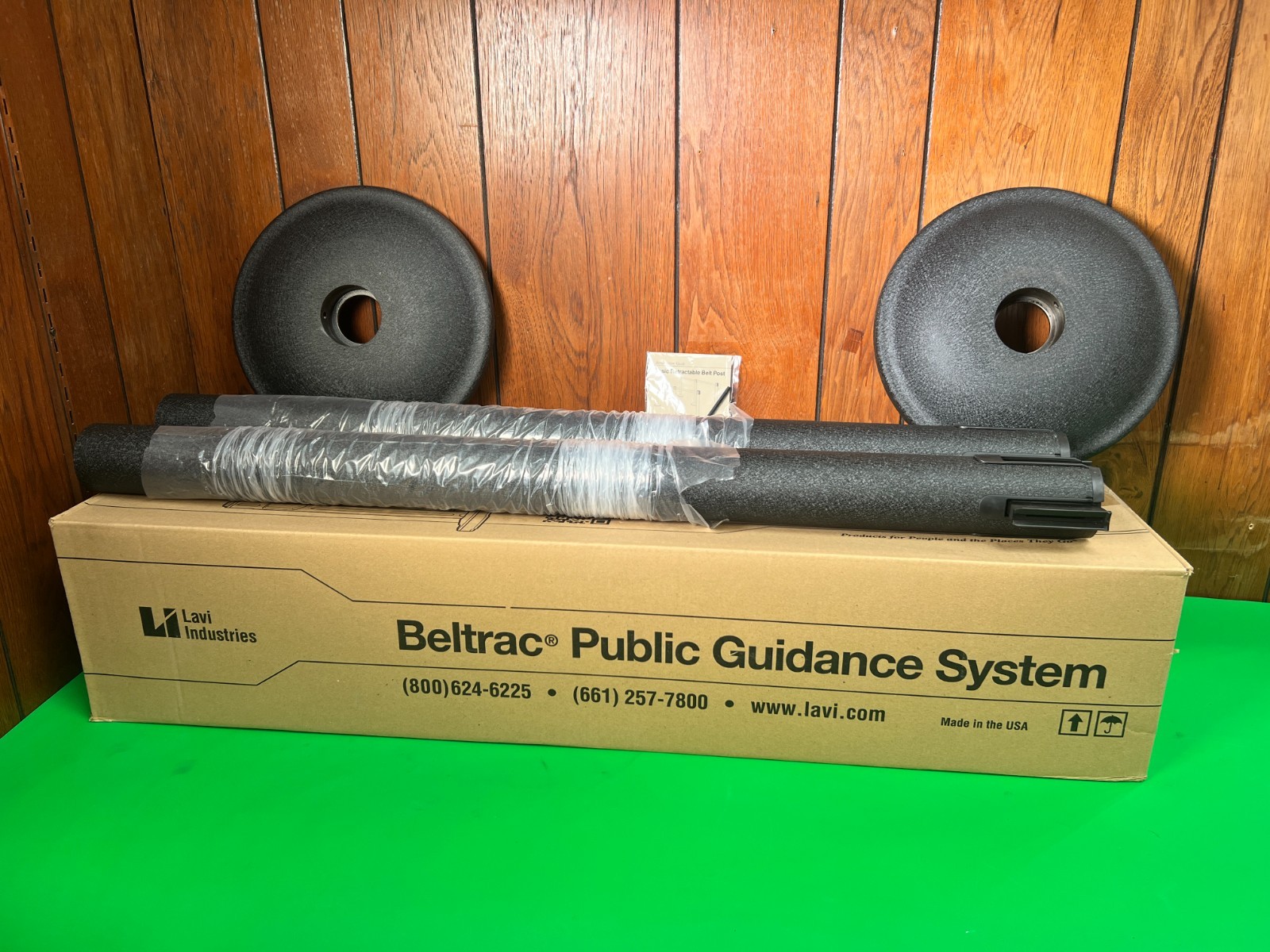 2-Pack Lavi Industries Basic Stanchion 38-1/2" Black Post 7' Retractable Belt