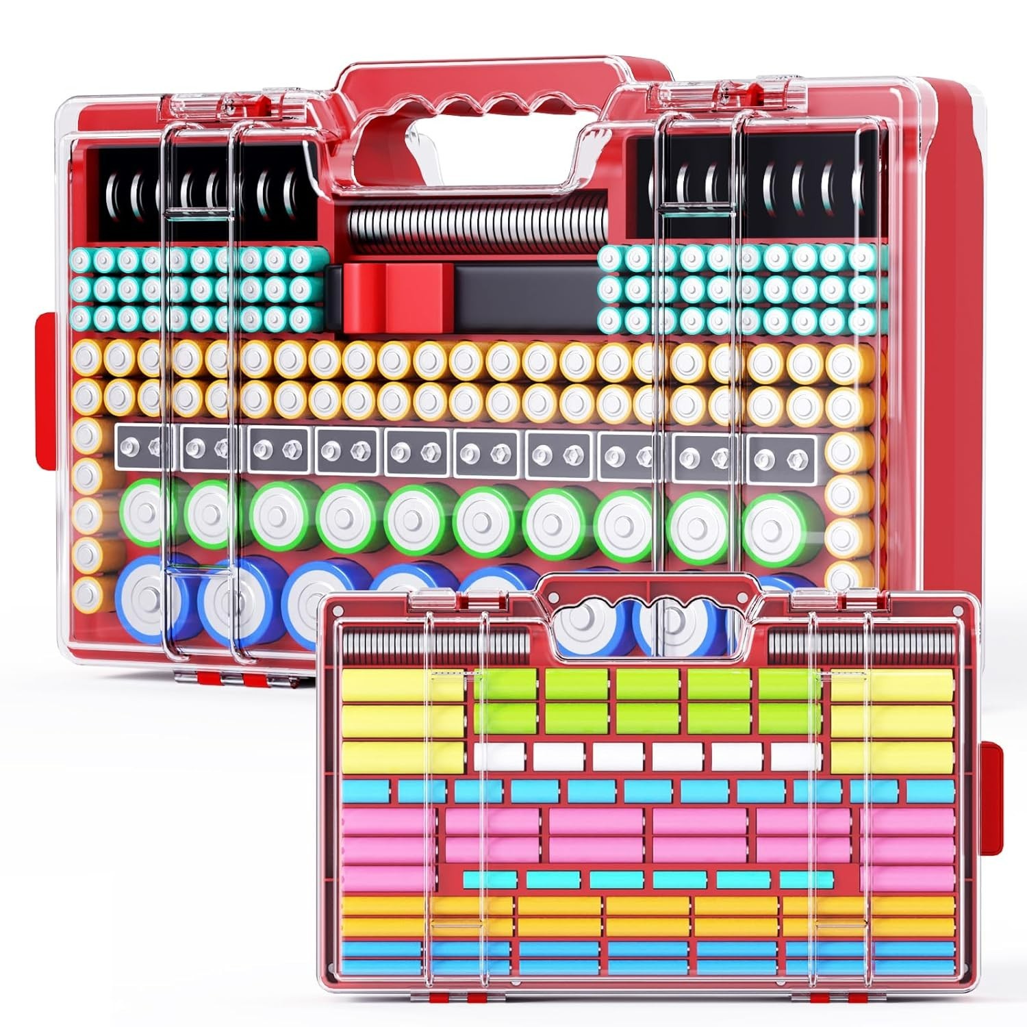 Stylish Battery Keeper with Tester - Large 280+ Capacity, Perfect for Home Use