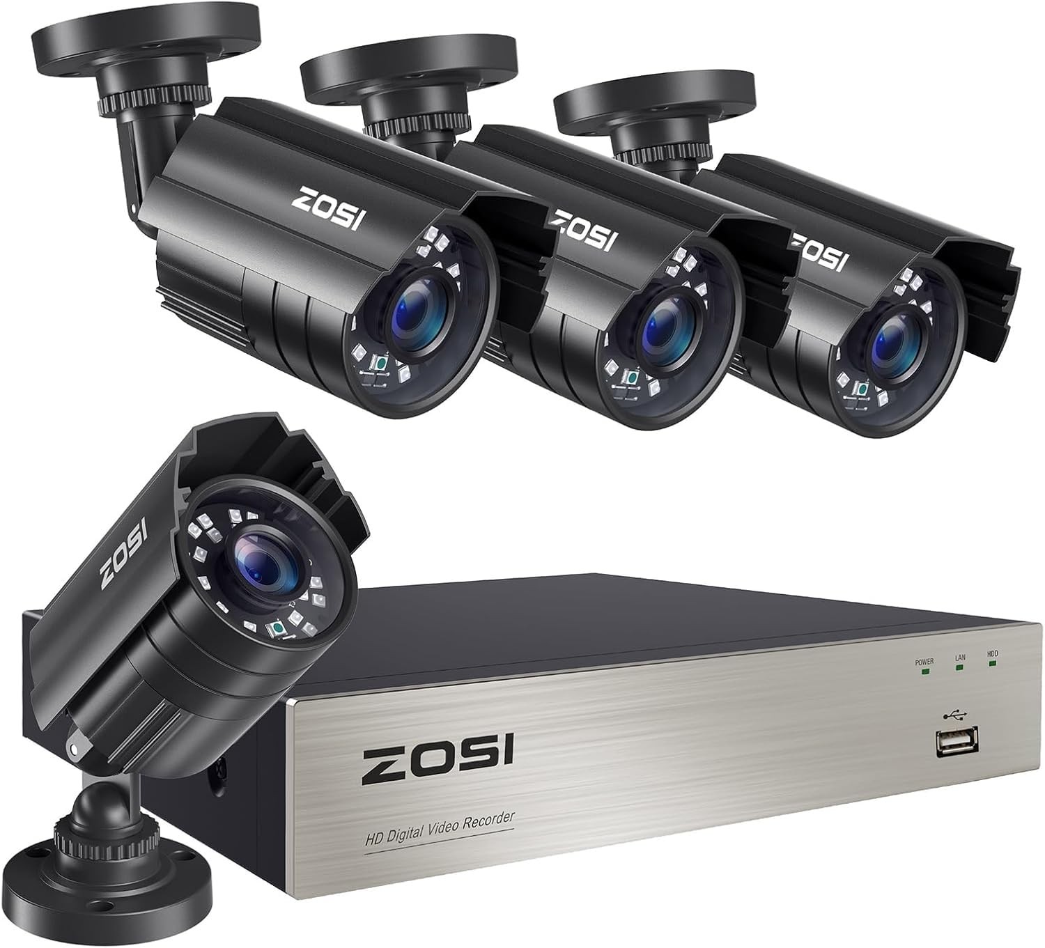 ZOSI 8CH 1080P Security Camera System Outdoor,H.265+ 8-Channel HD-TVI 5MP Lite