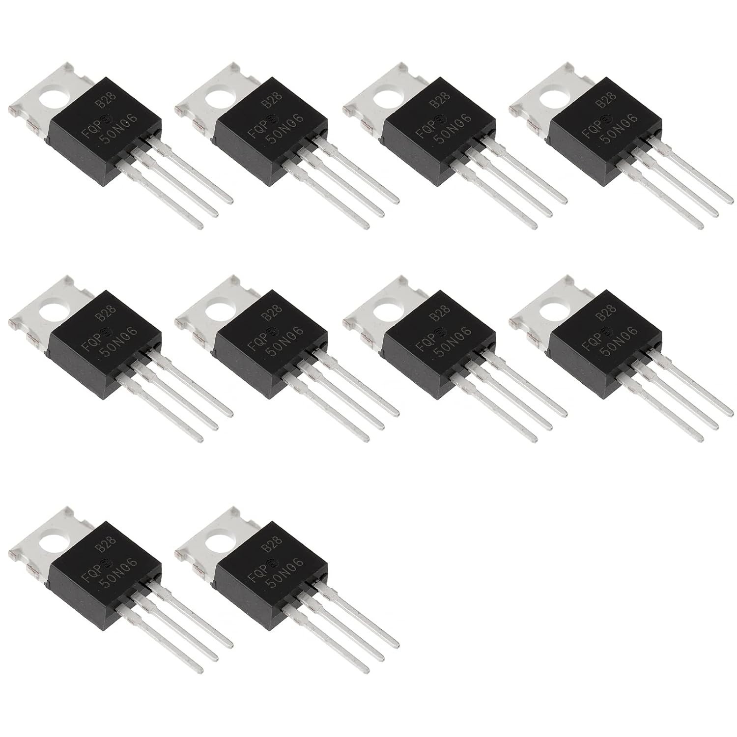 10pcs FQP50N06 FQP50 50N06 N-Channel Mosfet Transistor 52 A 60 V,3-Pin TO-220AB