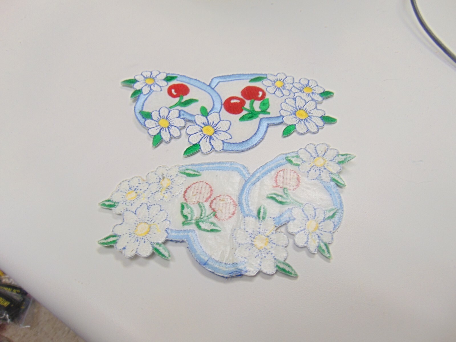PATCH SEW ON CHERRIES AND FLOWERS HEART SHAPED