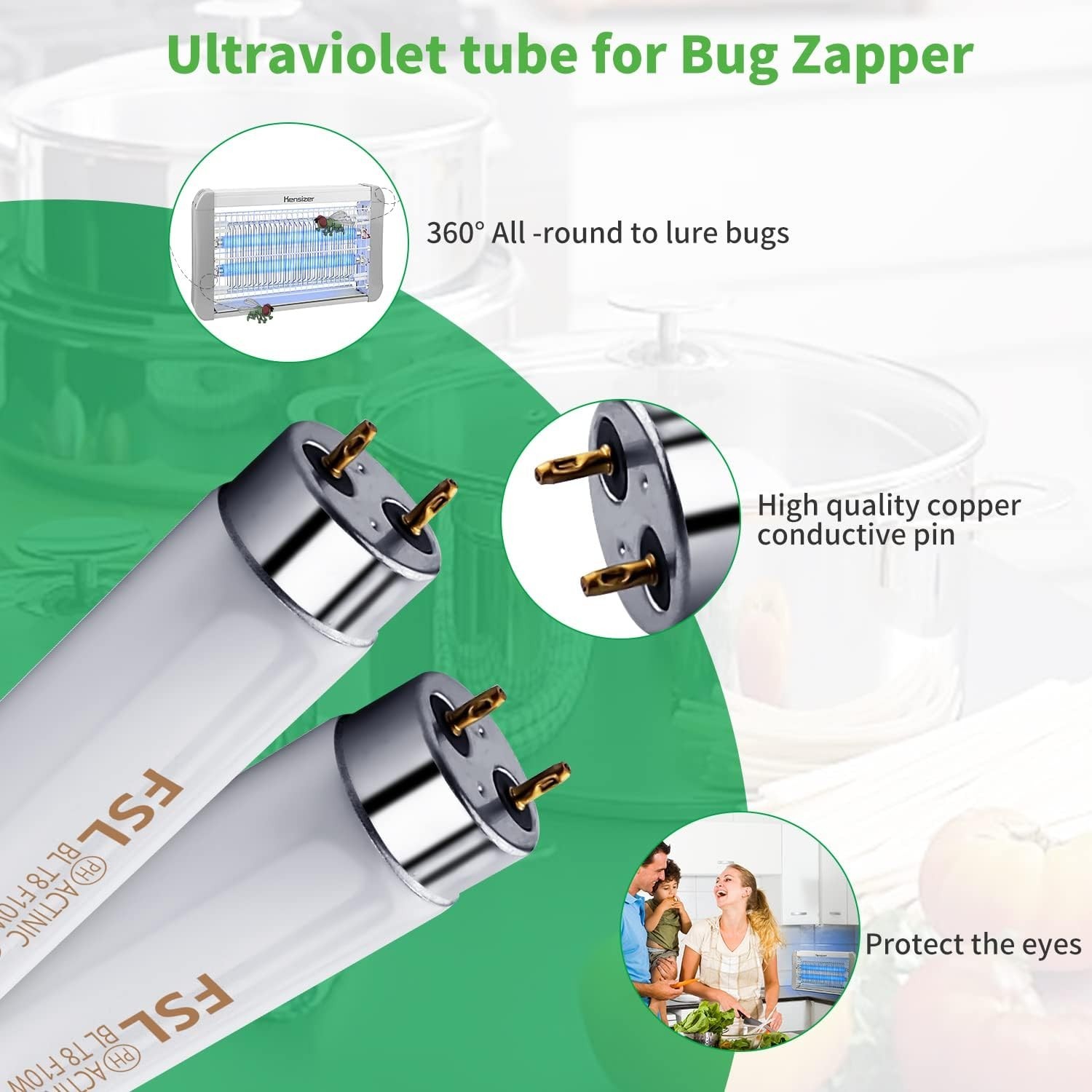 13'' Fluorescent Bug Zapper Replacement Tubes - 2-Pack, 10W Each for Efficiency