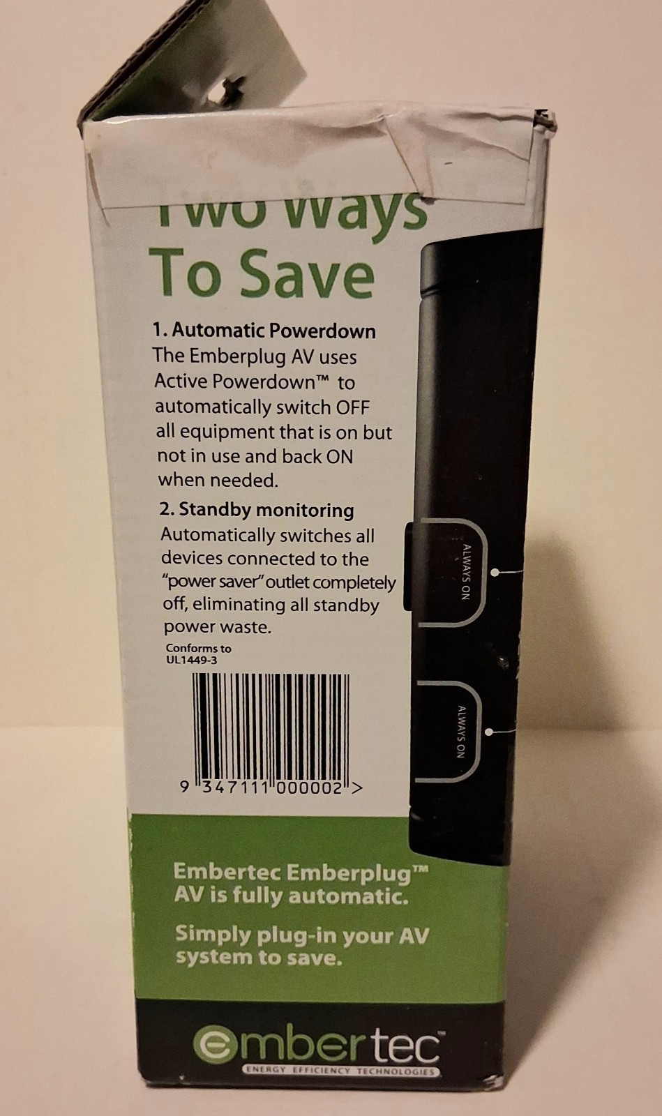 Embertec Emberplug AV EPUSAV-ET-01 Automatic Powerdown Power Strip
