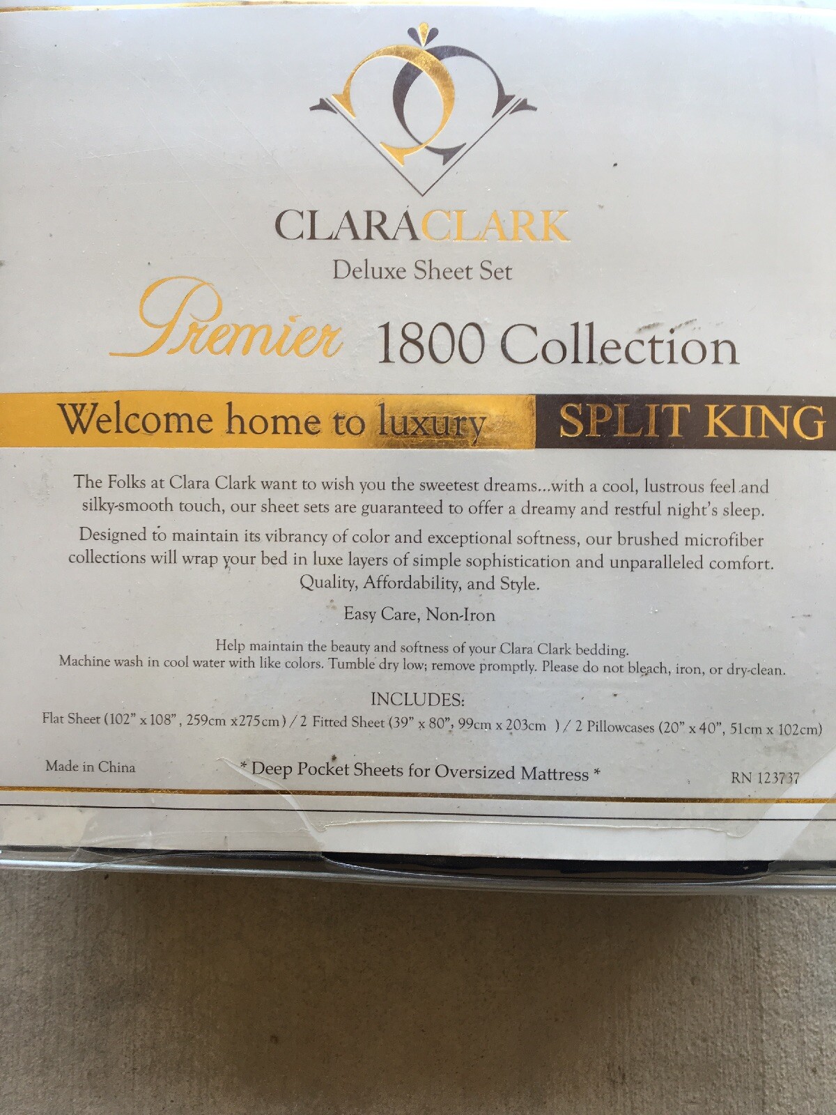 NEW Clara Clark deluxe Premier bed sheet set split  king