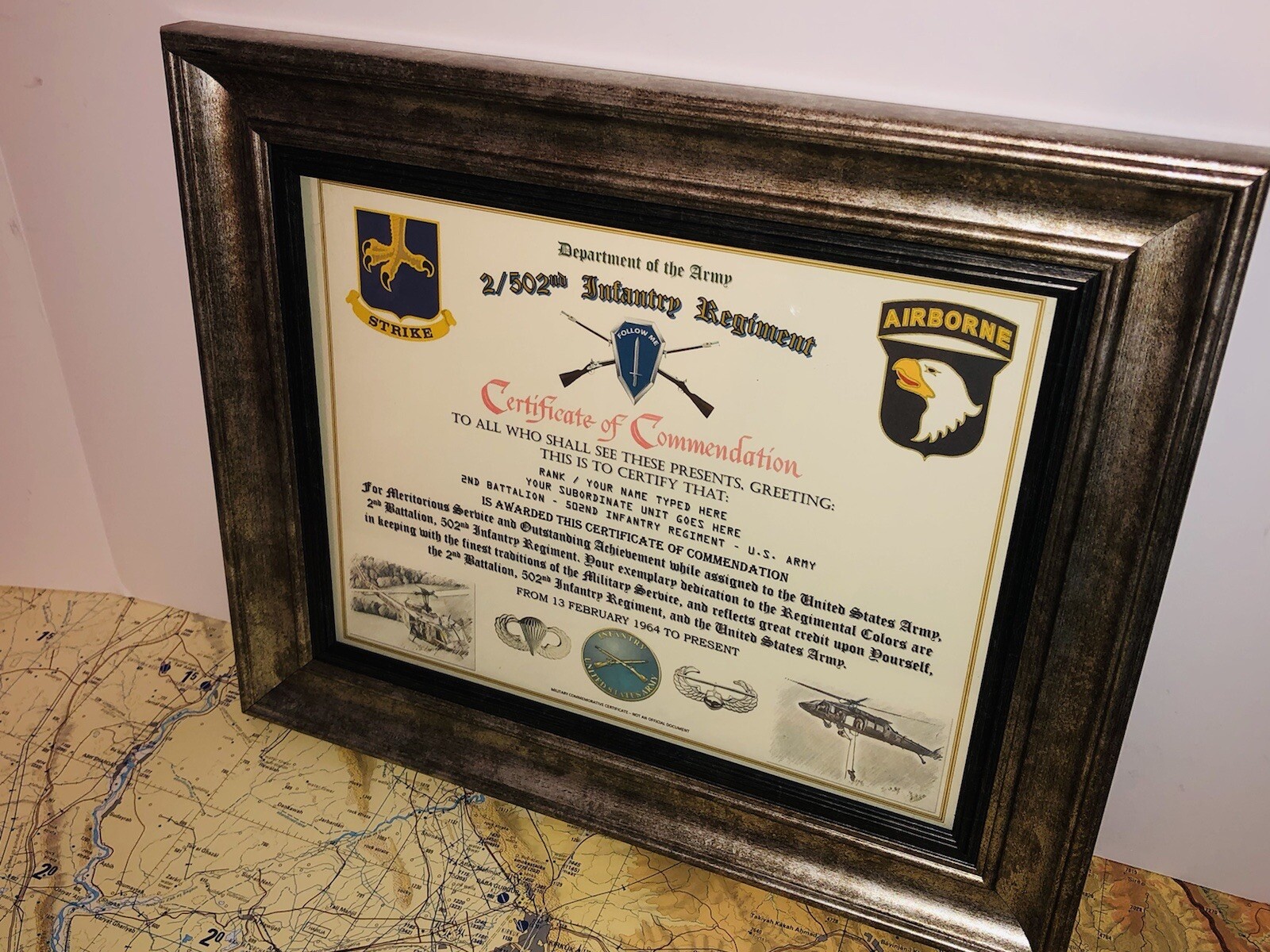 2/502ND INFANTRY REGIMENT / COMMEMORATIVE - CERTIFICATE OF COMMENDATION