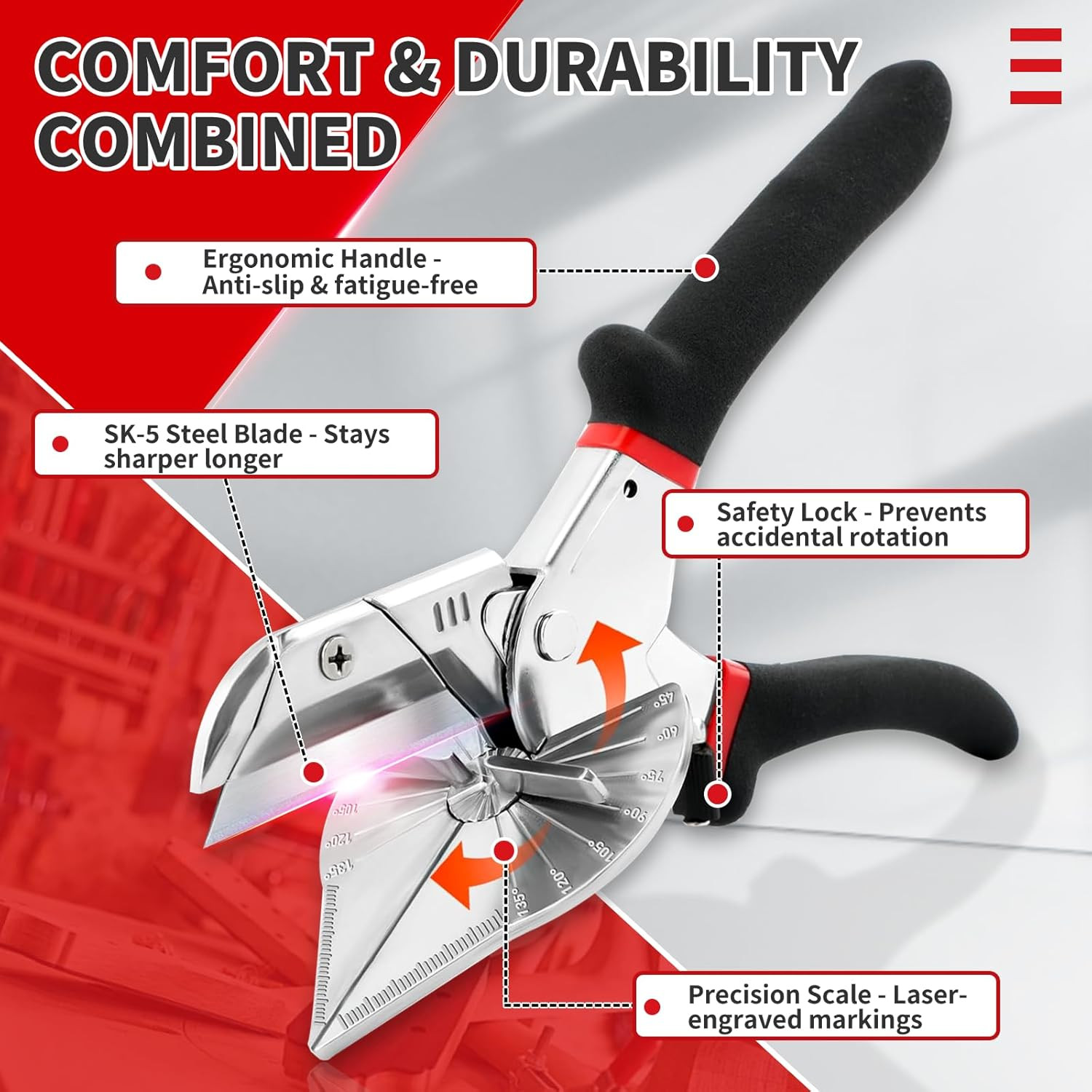 Multi Angle Miter Shear Upgrade Quarter round Cutting Tool W 12Pcs Sharp Blades