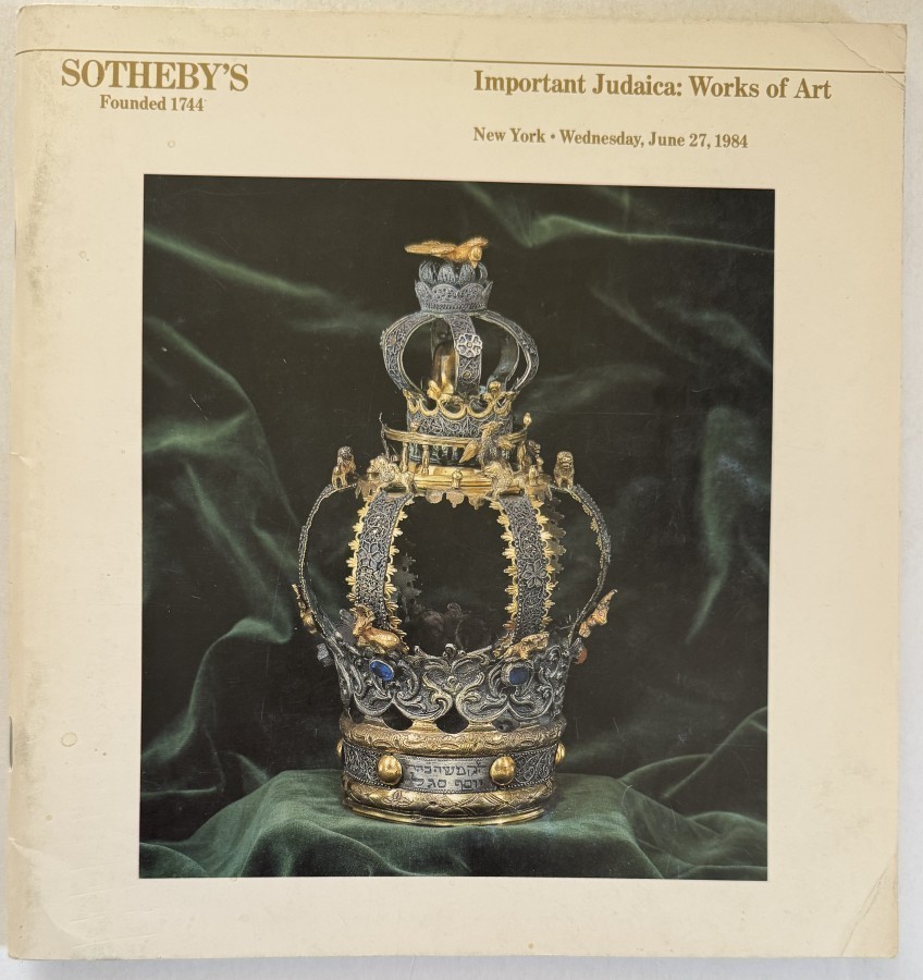 Sotheby's NY Important Judaica: Works of Art June 27, 1984 Hebrew Art