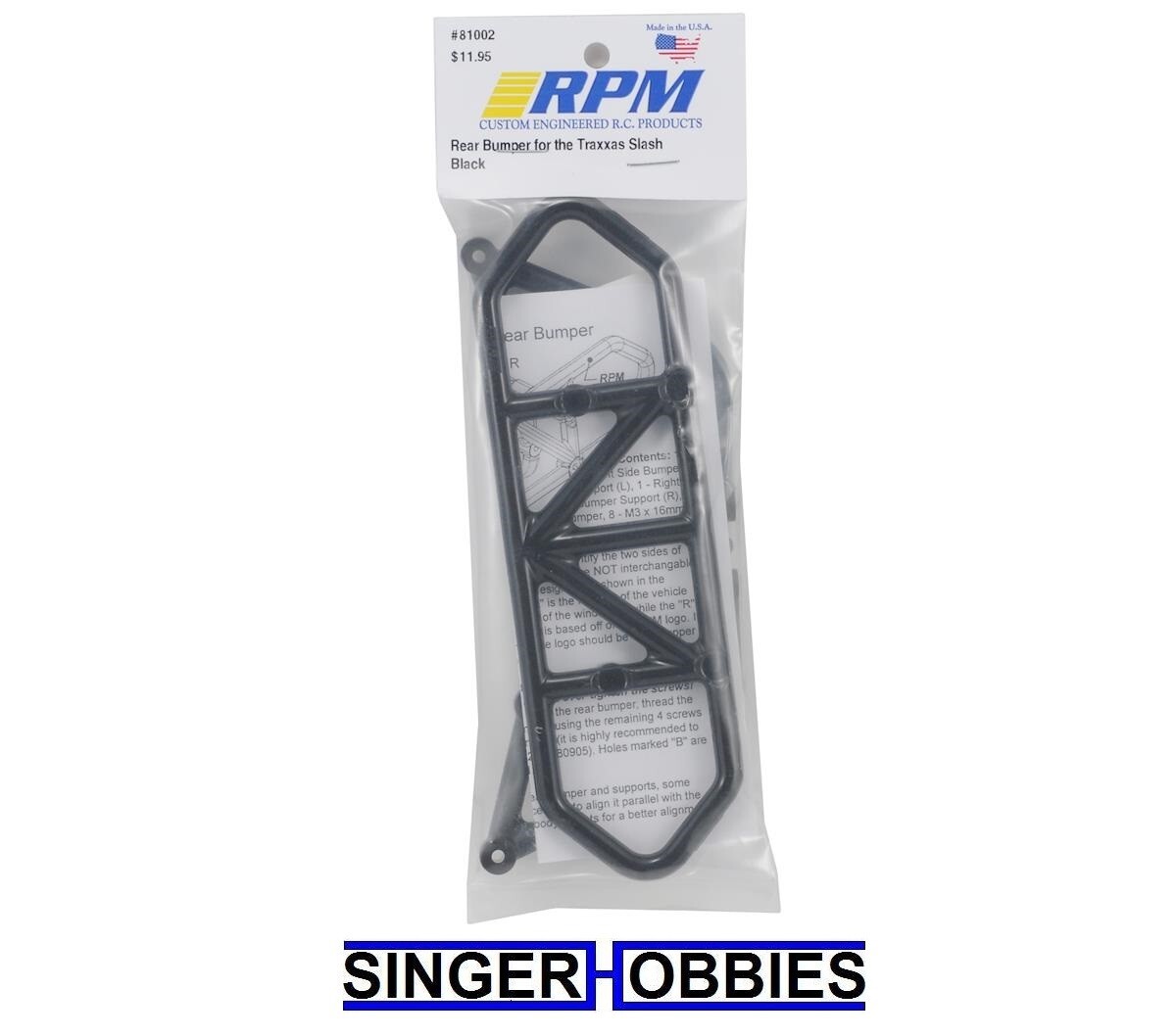 RPM 81002 Traxxas Slash Rear Bumper (Black) NEW IN PACKAGE RPM81002 HH