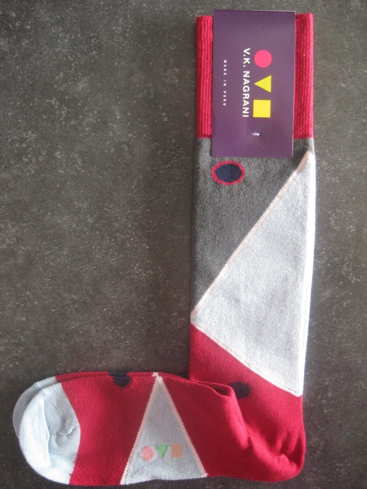 VK Nagrani Men's Luxury Socks Over The Calf One Size Fits Most Red 024