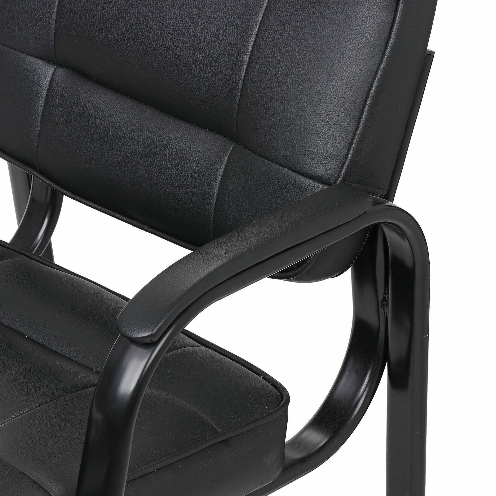 4PCS Leather Guest Chairs Waiting Room Desk Side Reception Chairs Black w/Arms