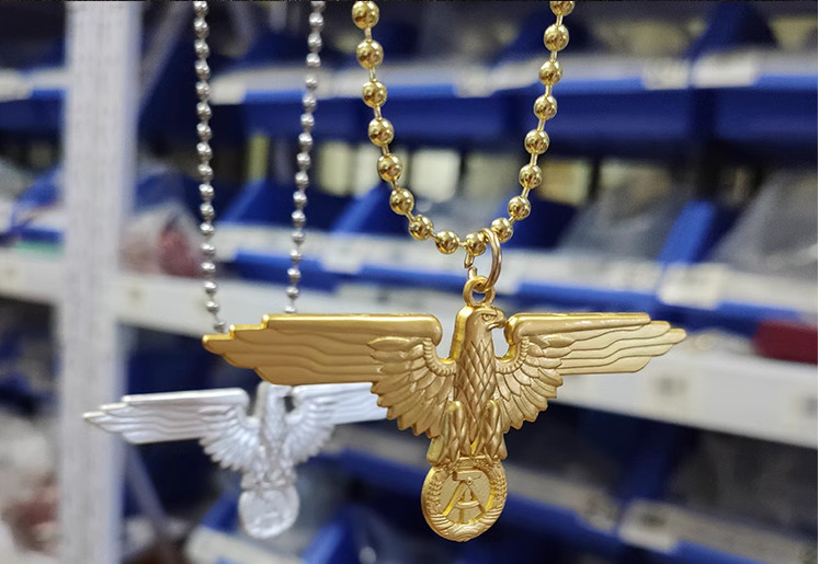 GERMAN EAGLE Necklace enameled steel pendant stainless chain