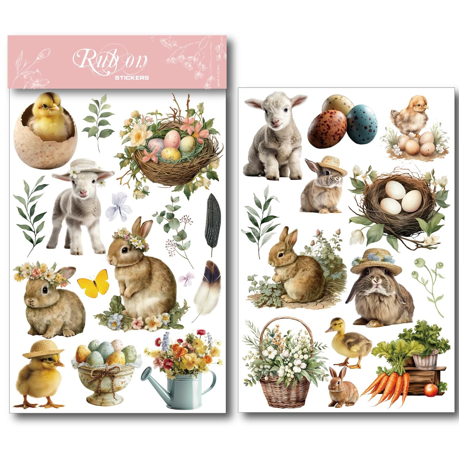 Spring Easter Crafts Rub On Transfers Sticker Vintage