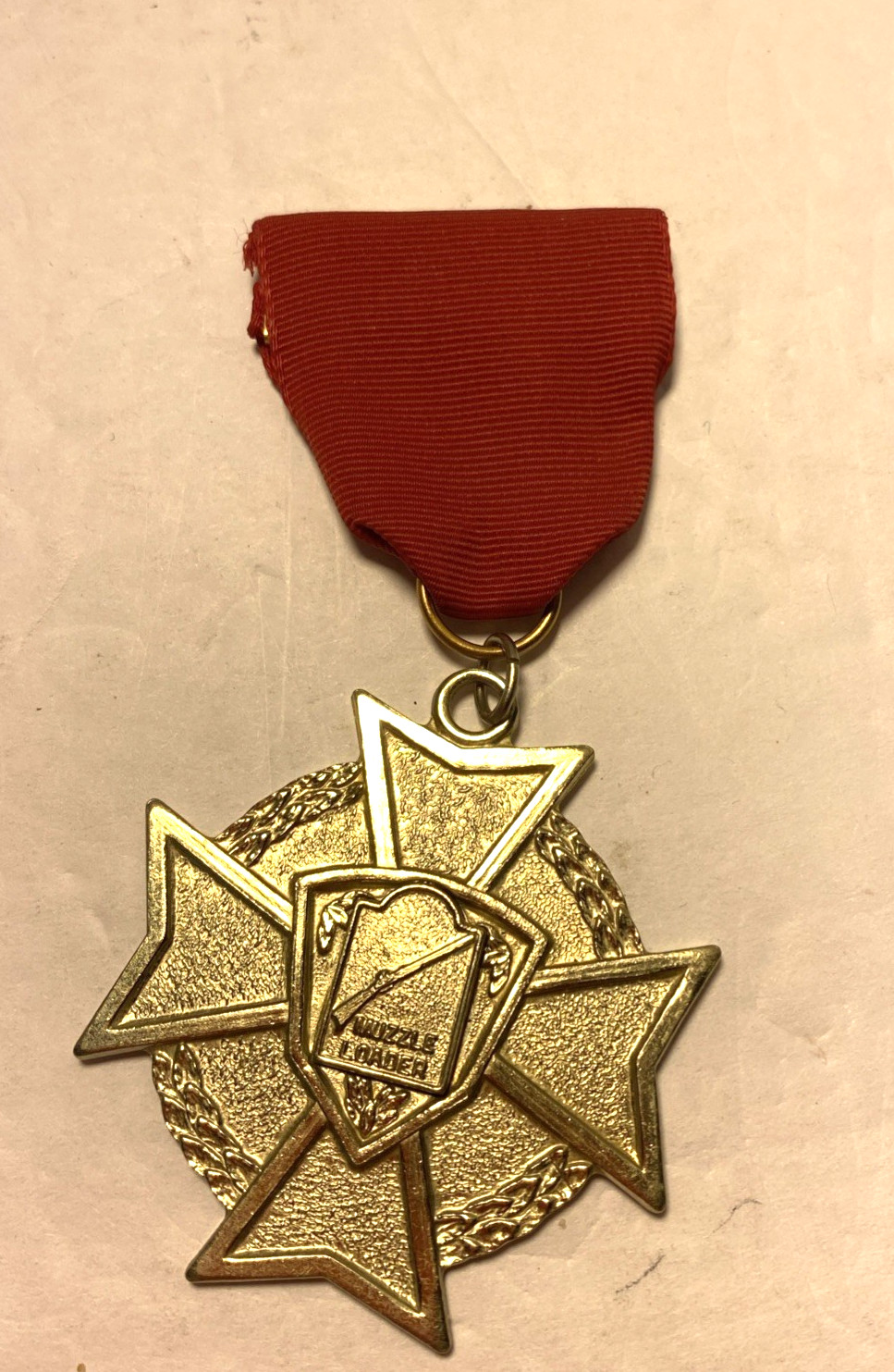 Vintage Muzzle Loader Rifle Marksmanship Silver Star Medal w/Red Pin Ribbon