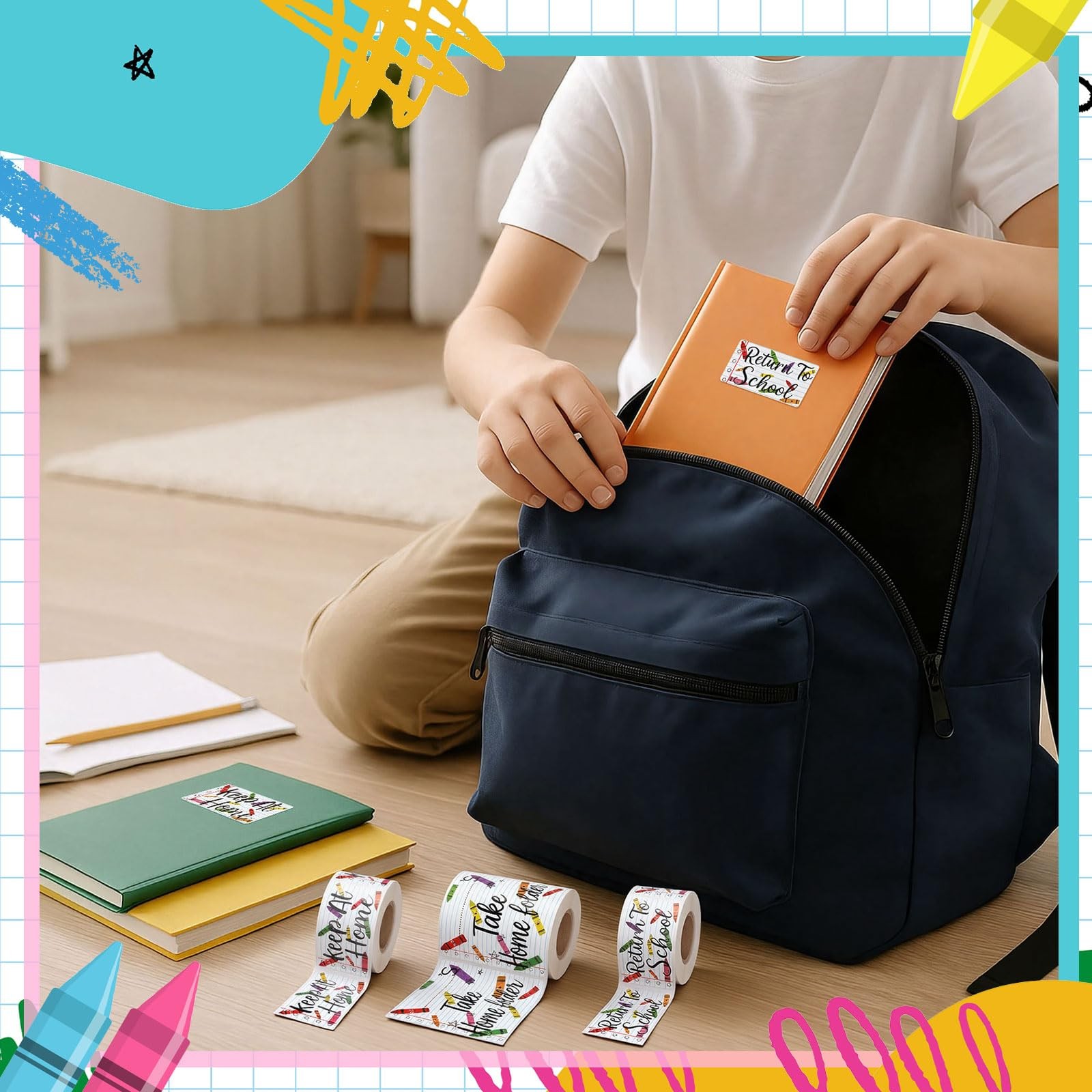 600 Pcs 3 Rolls Student Homework Folder Labels Take Home Folder Return to Sch...
