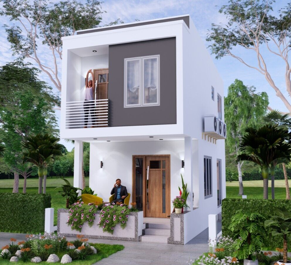 Small House Plan 4x9 M 13x30 Feet 2 Beds Shed Roof PDF Full Plan (A4 Hard Copy)