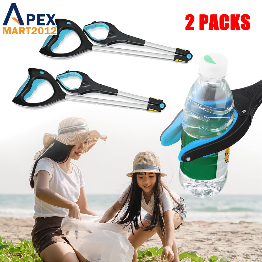 2x 32” Pick Up Tools Grabber Reaching Sticks Trash Picker Gripper with LED Light