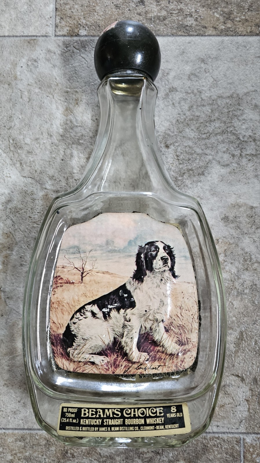 Vintage Beams Choice 750ml Whiskey Bottle Collie Dog Glass Bottle
