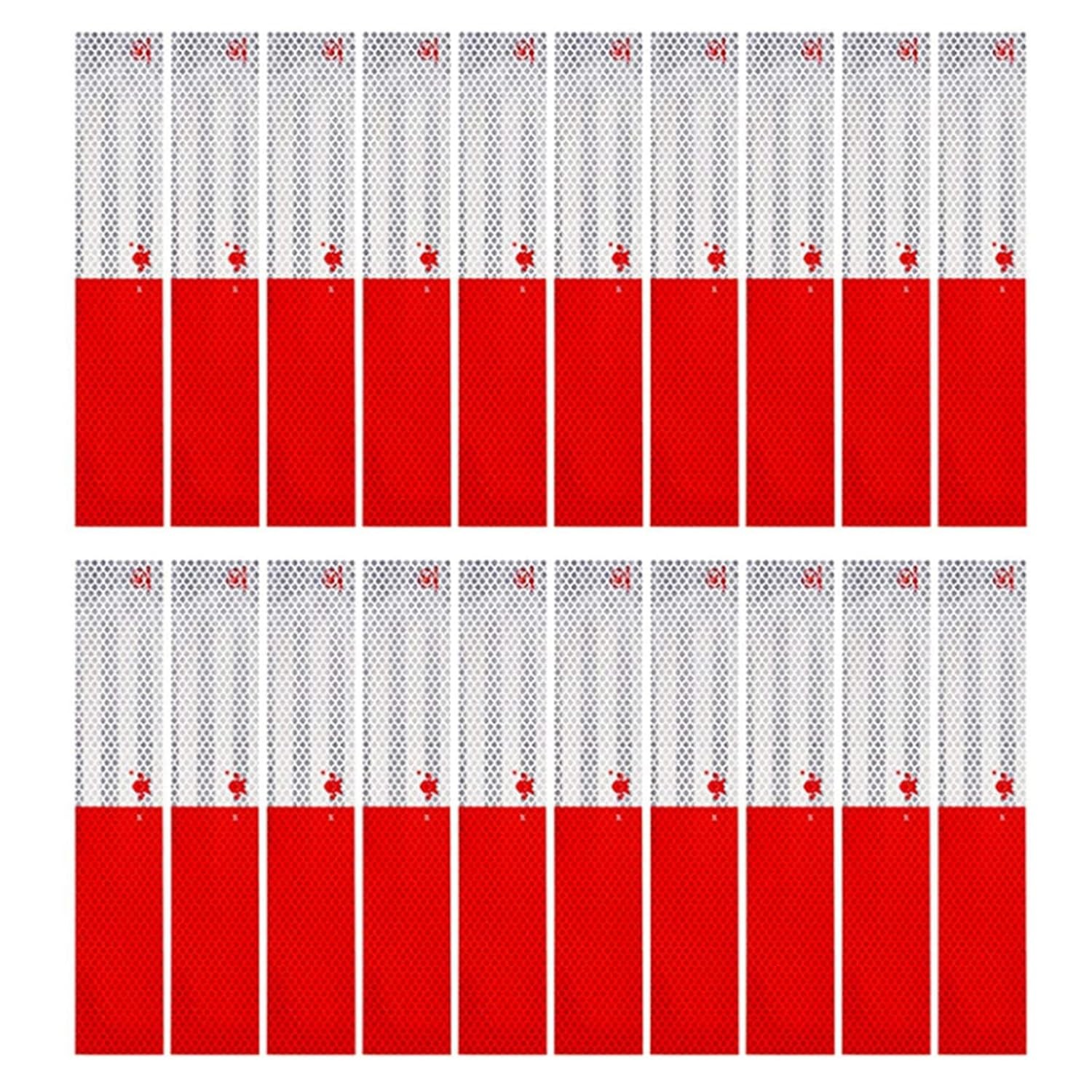 Reflective Tape, 2" × 12" × 20 Pack Red/White Self-Adhesive Outdoor Red
