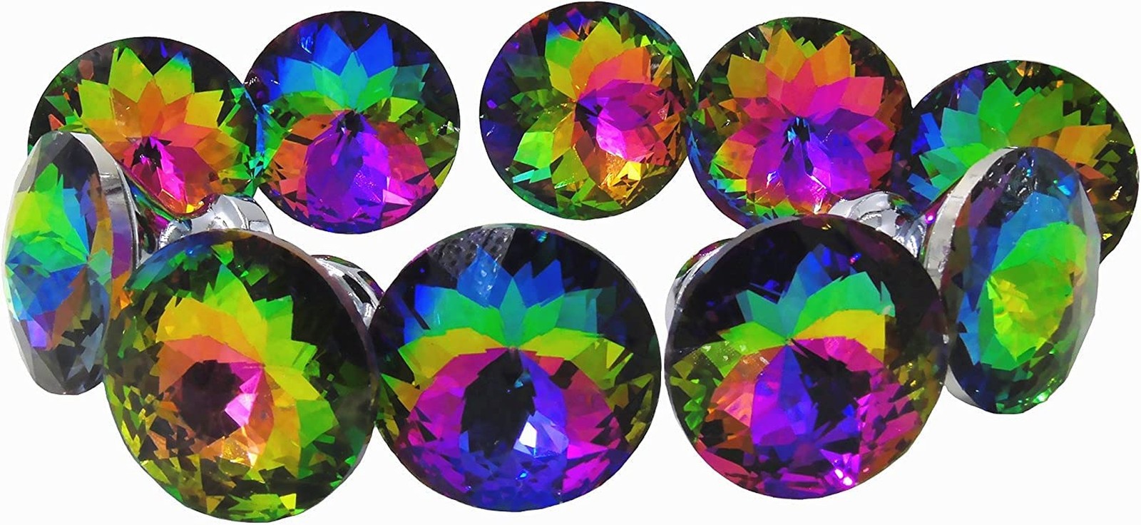 12pcs-Pack 30MM Colorful Crystal Glass Cupboard Wardrobe Cabinet Drawer Knob ...