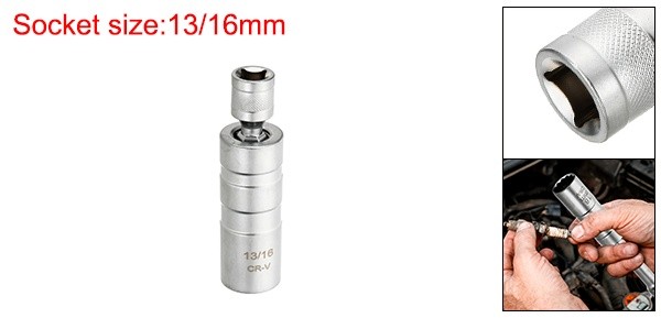 Spark Plug Socket 3/8" Drive 13/16" Swivel Magnetic Thin Wall Silver