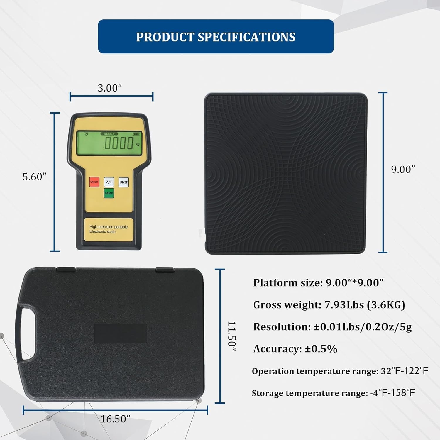 NEW 220LBS Electronic Digital Refrigerant Charging Scale Portable HVAC Tank