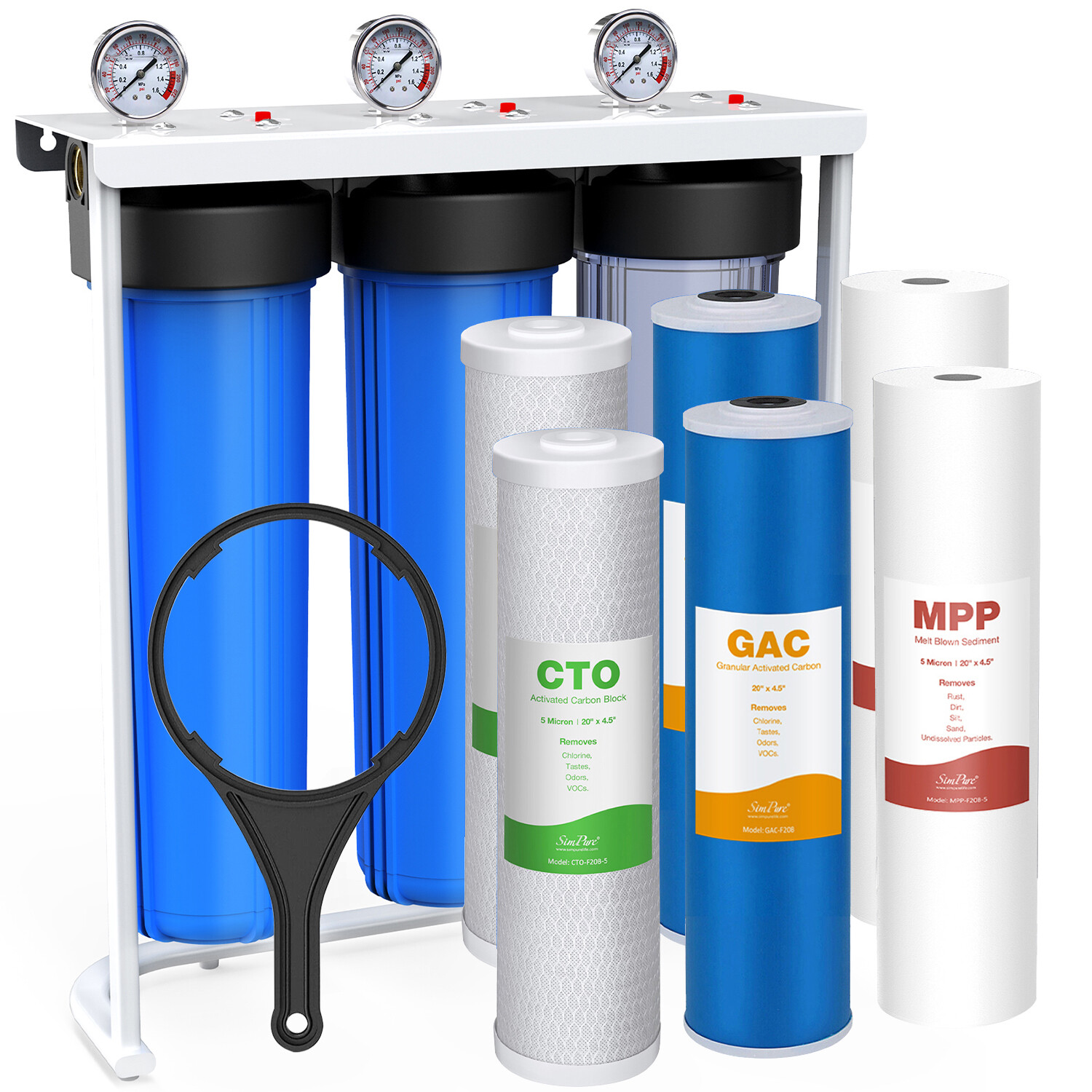 20 Inch Big Blue 20" x 4.5" Whole House Water Filter Housing Filtration System