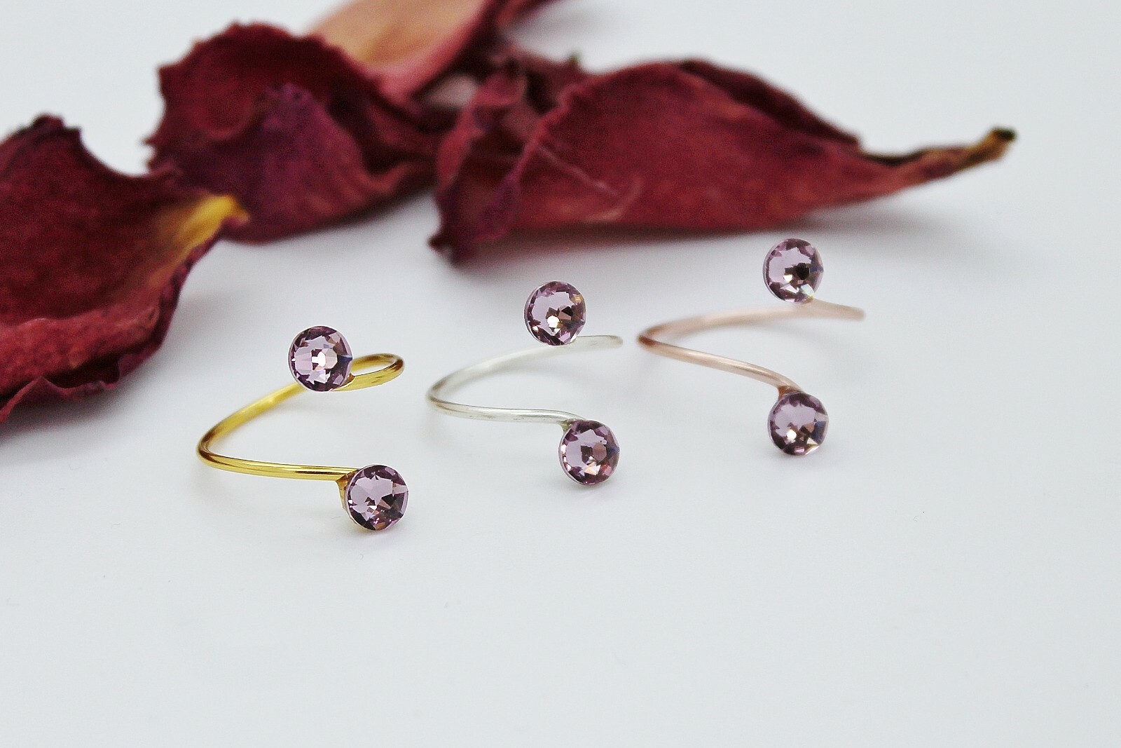 Premium Range Toe Rings Choose a Finish made with L. Amethyst Swarovski Elements