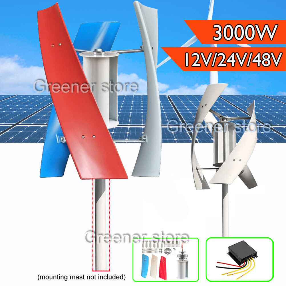 3000W 12V 24V 48V Vertical Axis Wind Turbine Generator Mppt Charge Controller
