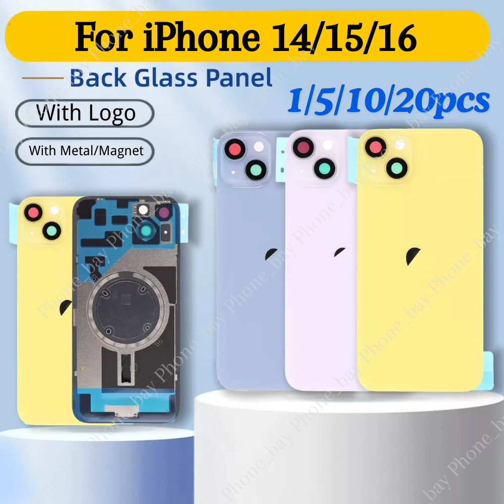 For iPhone17 15 14 16 Back Glass Replacement Big Hole Rear Cover Metal logo Lot